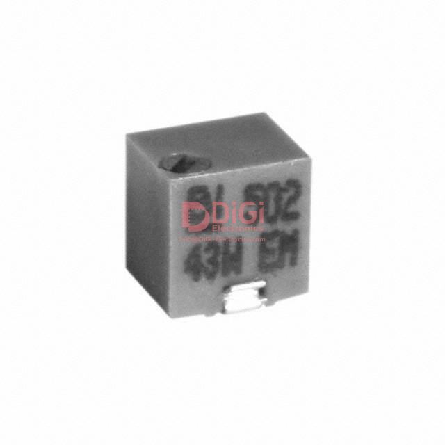 43WR1KLFTR The TT Electronics/BI 43WR1KLFTR is a cermet trimmer potentiometer with 1 kΩ resistance and a 0.125W power rating. It features a surface mount design with J lead termination.