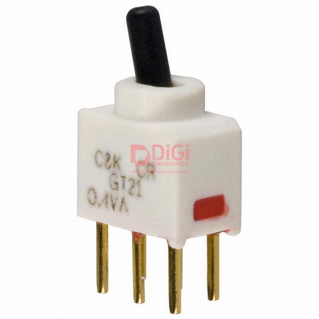 GT21MCBE The C&K GT21MCBE is a DPDT toggle switch designed for through-hole mounting. It features a standard round actuator and epoxy sealed terminals.