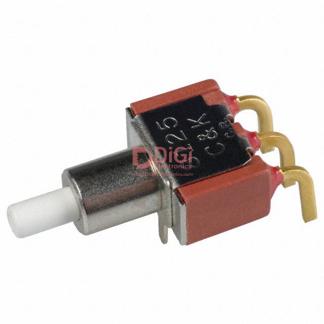 8121SH9AGE The C&K 8121SH9AGE is a pushbutton switch featuring an SPDT circuit and an On-Mom function. It is designed for through-hole, right-angle mounting.