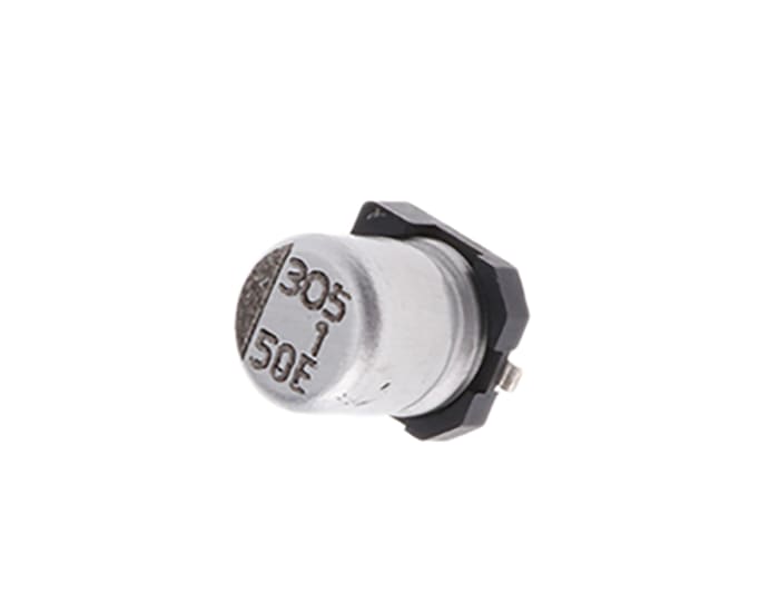 NACE1R0M50V4X5.5TR13F The NIC NACE1R0M50V4X5.5TR13F is a surface mount aluminum electrolytic capacitor with a capacitance of 1 µF and a rated voltage of 50V dc. It features a cylindrical V-chip construction and is designed for automatic mounting and reflow soldering.
