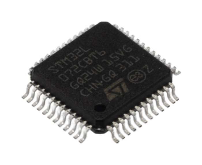 STM32L072CB The STMicroelectronics STM32L072CBT6 is a 32-bit ARM Cortex M0+ microcontroller. It offers 128kB of FLASH program memory and 6kB of RAM, operating at a maximum clock frequency of 32MHz.