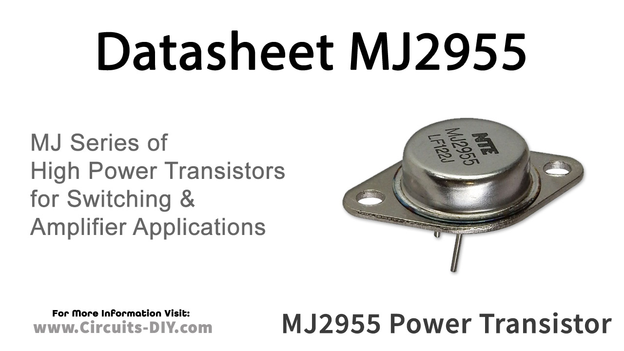 MJ2955 The MJ2955 is a PNP power transistor manufactured by Central Technologies. It features a DC Current Gain of 20-70 and a Collector-Emitter Saturation Voltage of 1.1V.