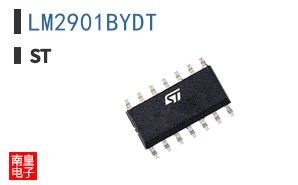 LM2901BYDT The STMicroelectronics LM2901BYDT is a quad comparator IC designed for various applications. It operates within a wide voltage range and is suitable for demanding environments.