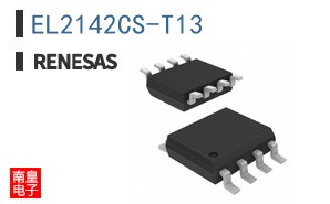 EL2142CS The Intersil EL2142CS is a differential operational amplifier featuring a 200 MHz gain bandwidth product and a 400 V/µs slew rate. It is available in an 8-SOIC package.