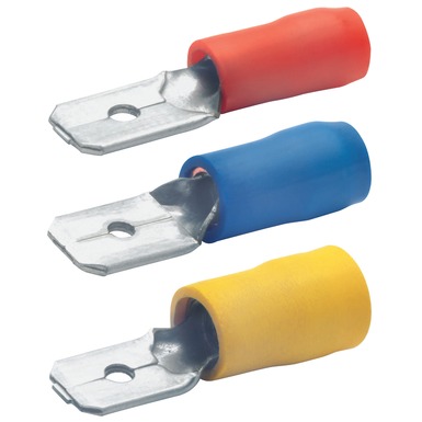 830 The Klauke 830 is an insulated tab connector made from brass, designed for fine and superfine stranded conductors. It offers temperature resistance up to 105°C.
