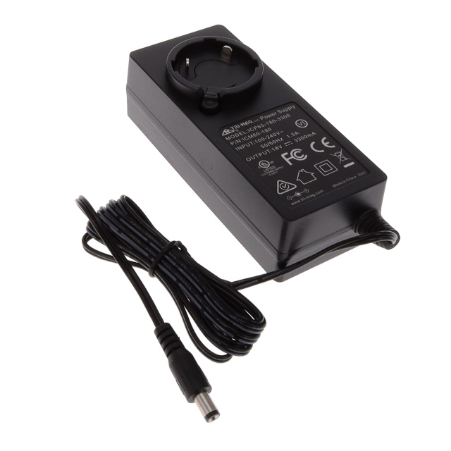 ICM60-180 The Tri-Mag, LLC ICM60-180 is a 59W AC/DC wall mount adapter providing 18V output. It features Level VI efficiency and a NEMA 1-15P input connector.