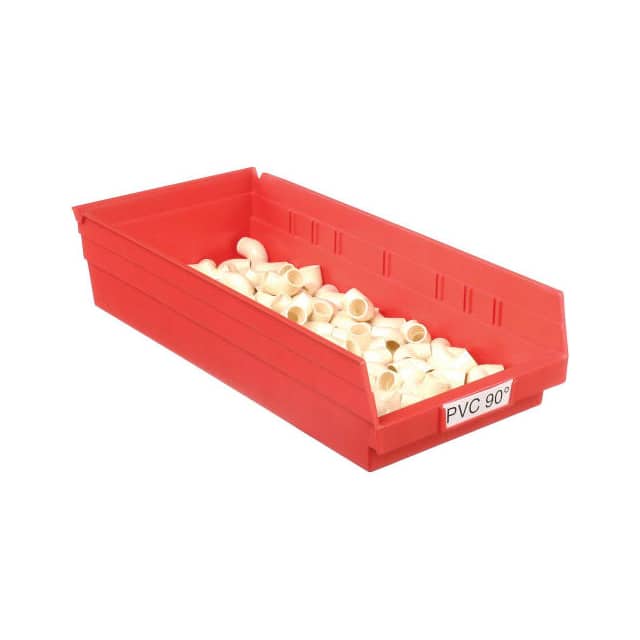 30158RED PLASTIC SHELF BIN, 8-3/8"W X 17-