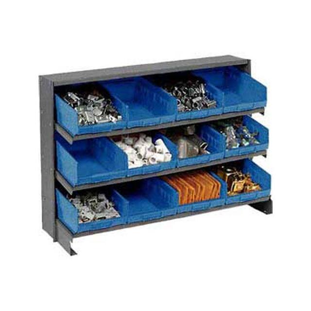 603423BL 3 SHELF BENCH RACK, (12) 8"W BLU