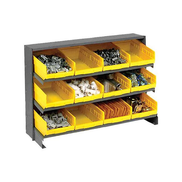 603423YL 3 SHELF BENCH RACK, (12) 8"W YEL