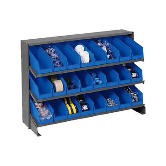 603424BL 3 SHELF BENCH RACK, (24) 4"W BLU