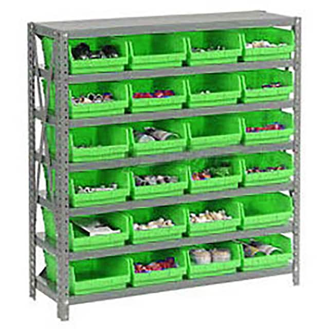 603431GN 7 SHELF STEEL SHELVING W/(24) 4"