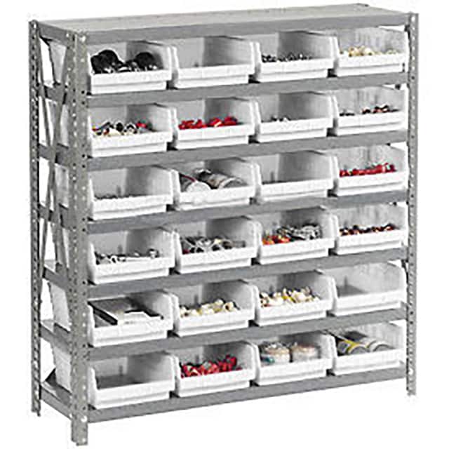 603431WH 7 SHELF STEEL SHELVING W/(24) 4"
