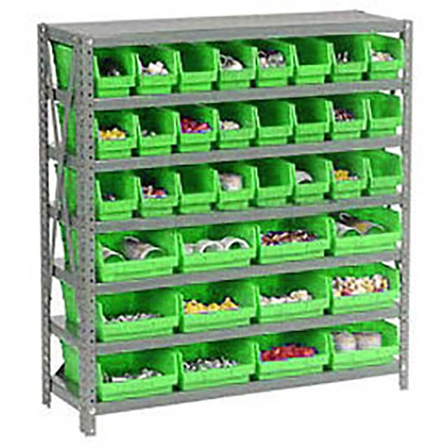603433GN 7 SHELF STEEL SHELVING W/(36) 4"
