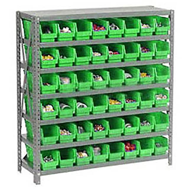 603430GN 7 SHELF STEEL SHELVING W/(48) 4"