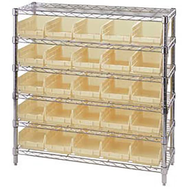 268980BG WIRE SHELVING, W/25 PLASTIC BINS