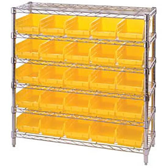 268980YL WIRE SHELVING, W/25 PLASTIC BINS