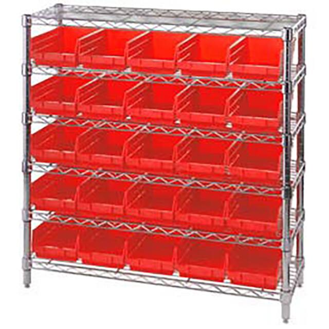 268980RD WIRE SHELVING, W/25 PLASTIC BINS