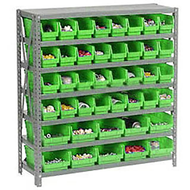 603432GN 7 SHELF STEEL SHELVING W/(42) 4"