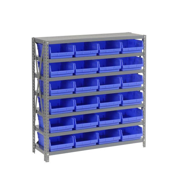 603434BL 7 SHELF STEEL SHELVING W/(24) 4"