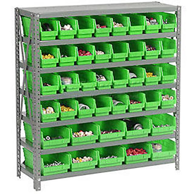 603437GN 7 SHELF STEEL SHELVING W/(42) 4"