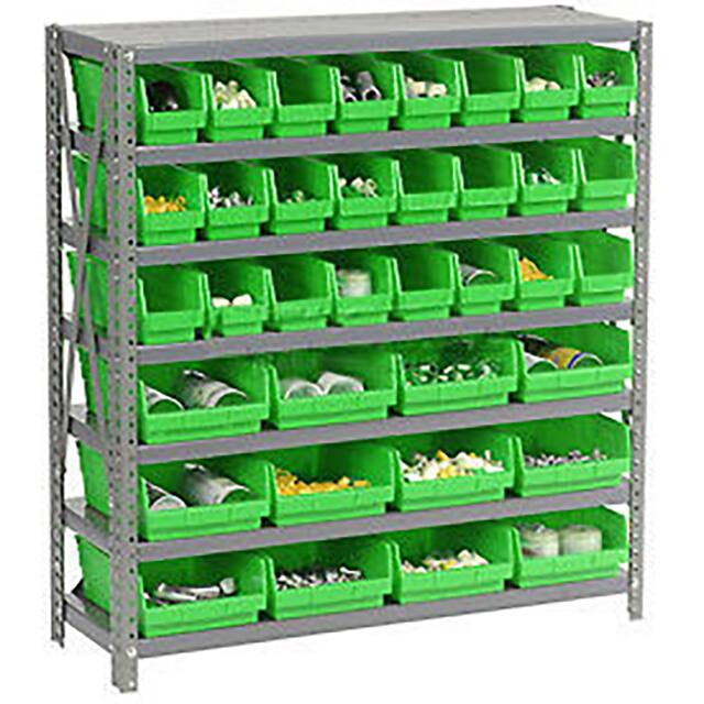 603436GN 7 SHELF STEEL SHELVING W/(36) 4"