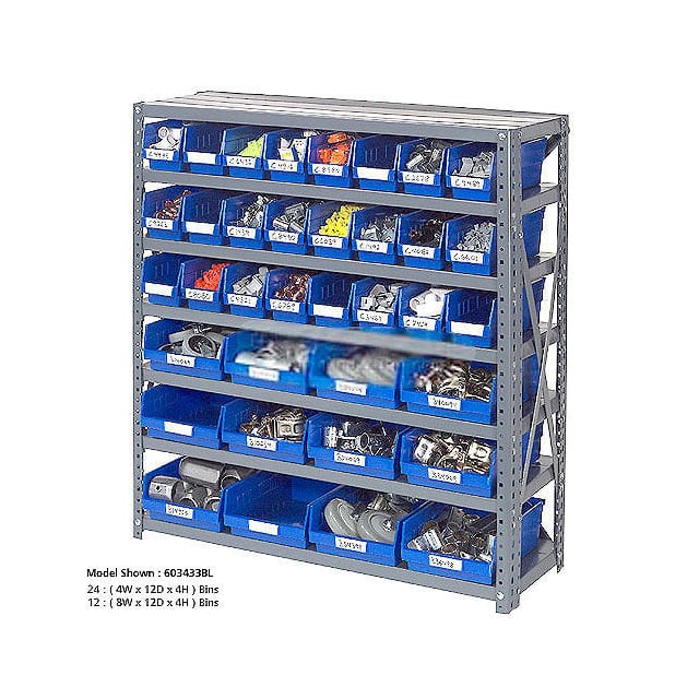 603438GN 7 SHELF STEEL SHELVING W/(48) 4"