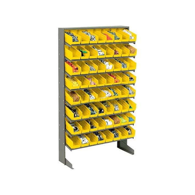 603426YL FLOOR RACK, 8 SHELVES W/ (64) 4"