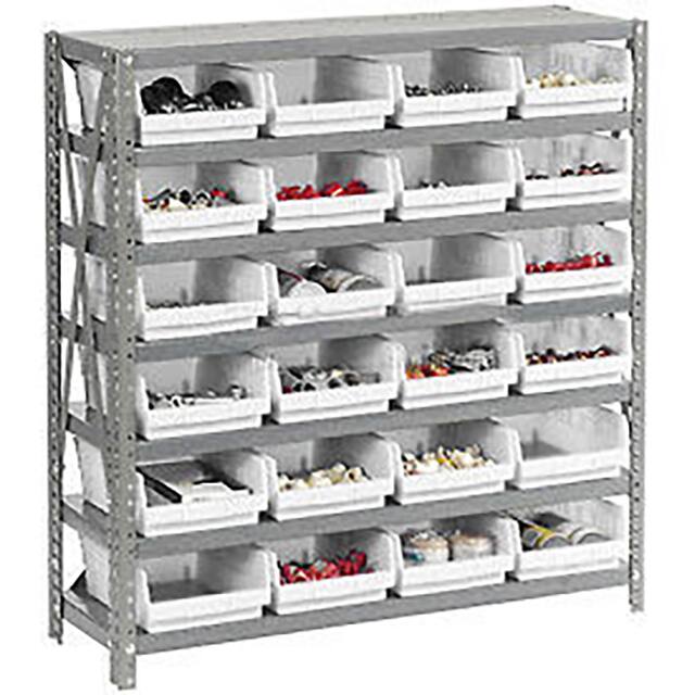 603434WH 7 SHELF STEEL SHELVING W/(24) 4"