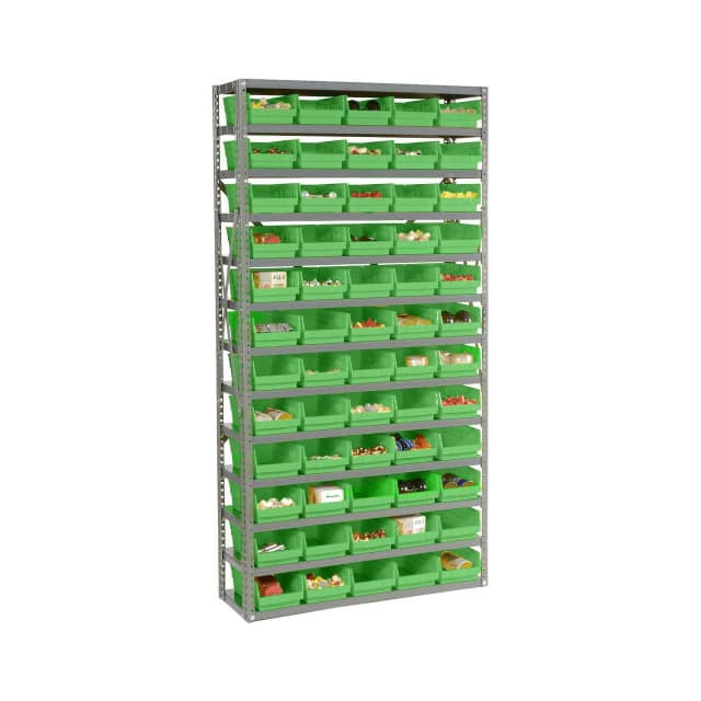 603440GN 13 SHELF STEEL SHELVING W/(60) 4