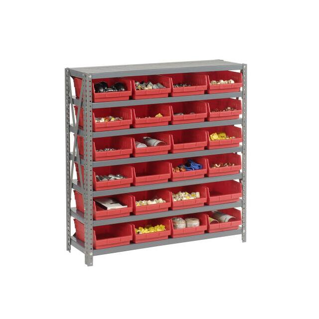 652794RD 7 SHELF STEEL SHELVING W/(18) 4"