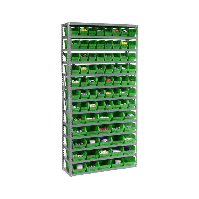 603442GN 13 SHELF STEEL SHELVING W/(81) 4