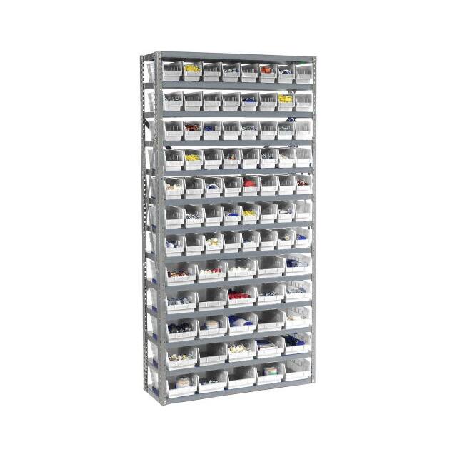 603442WH 13 SHELF STEEL SHELVING W/(81) 4