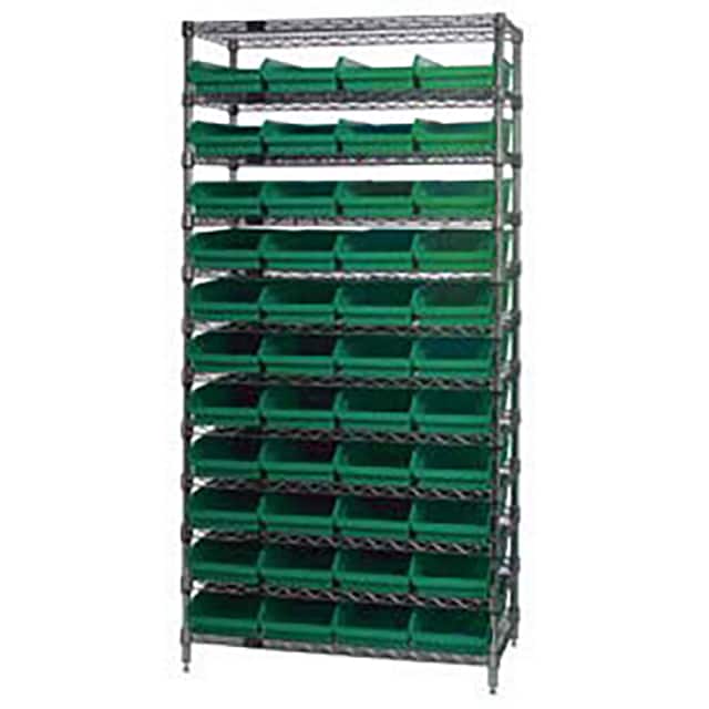 268970GN WIRE SHELVING, W/44 PLASTIC BINS