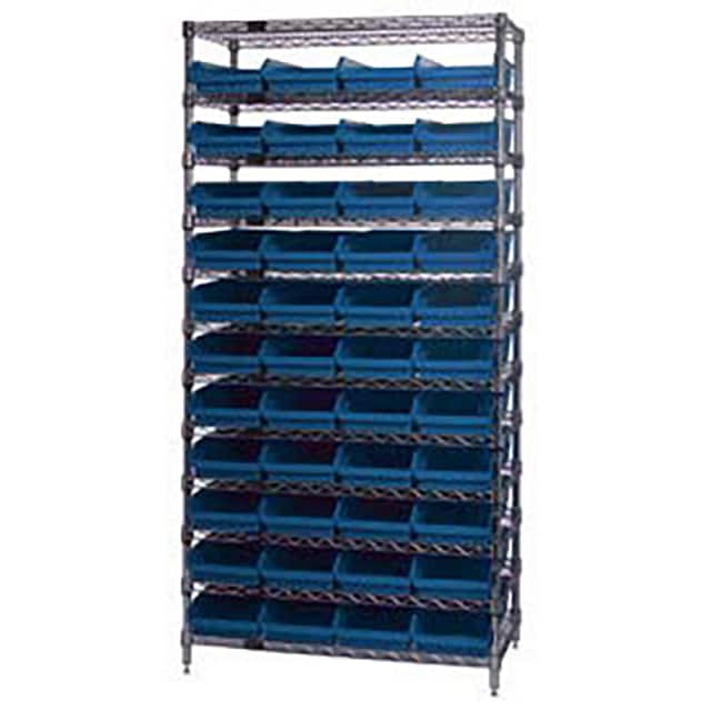 268970BL WIRE SHELVING, W/44 PLASTIC BINS