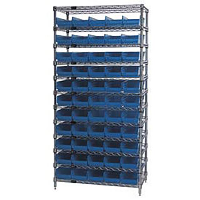 268969BL WIRE SHELVING, W/55 PLASTIC BINS