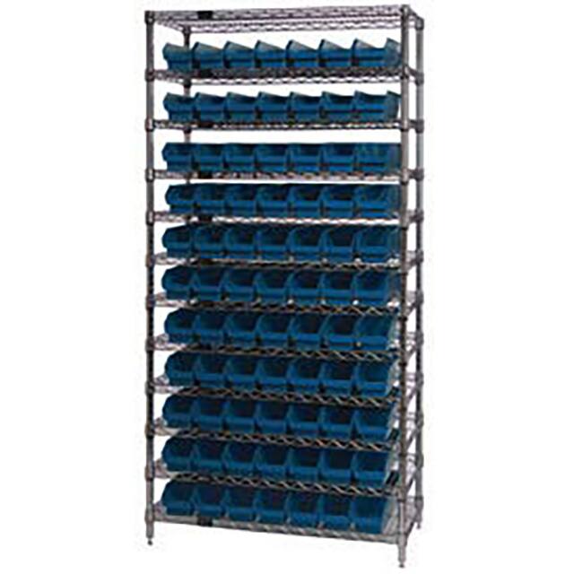 268968BL WIRE SHELVING, W/77 PLASTIC BINS