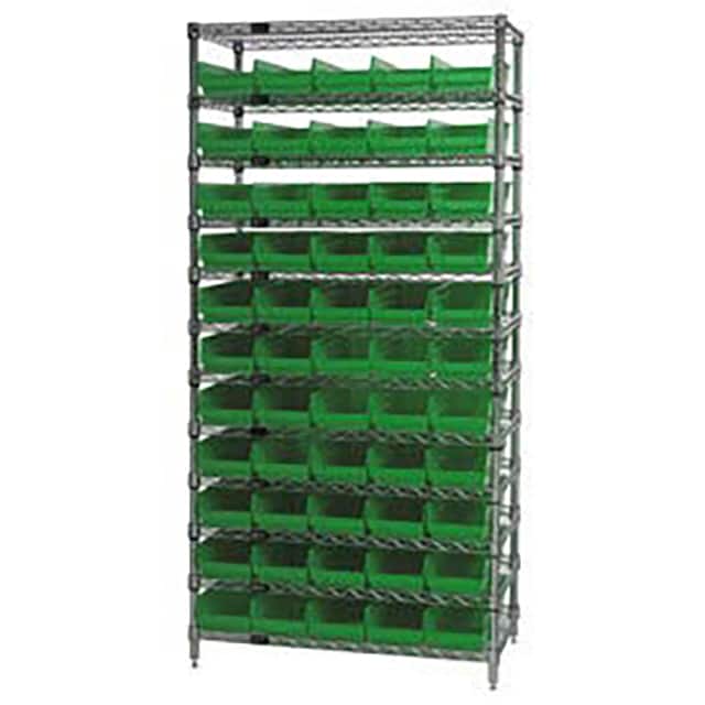 268969GN WIRE SHELVING, W/55 PLASTIC BINS