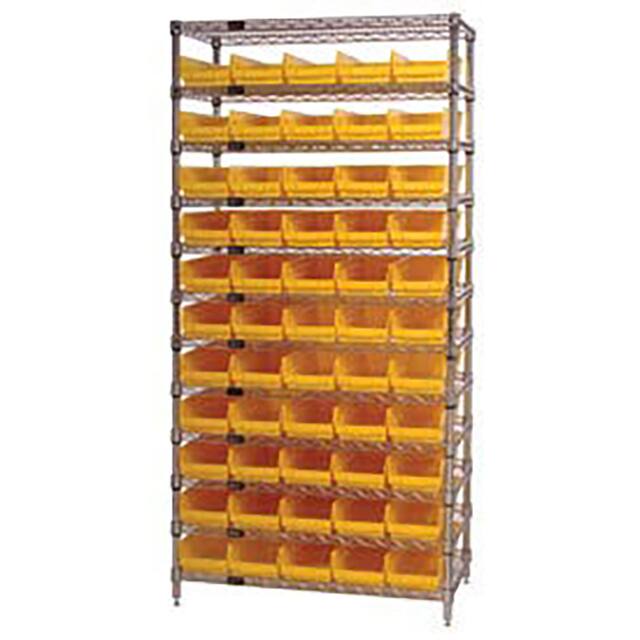 268969YL WIRE SHELVING, W/55 PLASTIC BINS