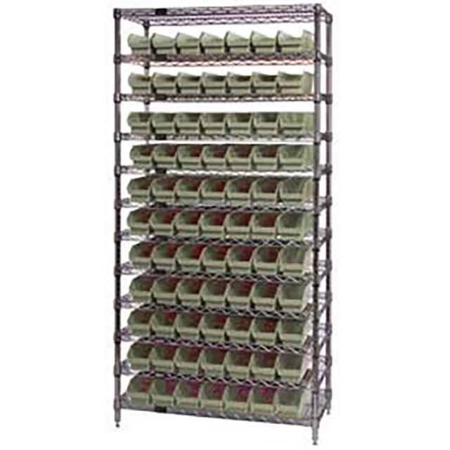 268972BG WIRE SHELVING, W/77 PLASTIC BINS