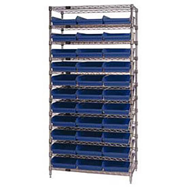 268971BL WIRE SHELVING, W/33 PLASTIC BINS