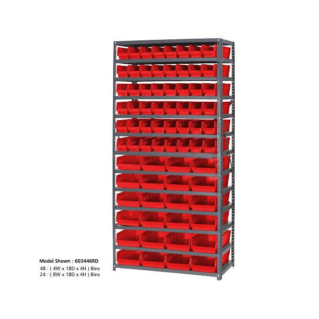 603448RD 13 SHELF STEEL SHELVING W/(96) 4