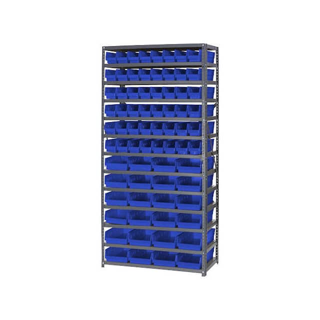 603447GN 13 SHELF STEEL SHELVING W/(76) 4