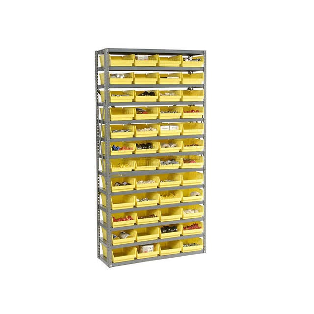 603446WH 13 SHELF STEEL SHELVING W/(72) 4