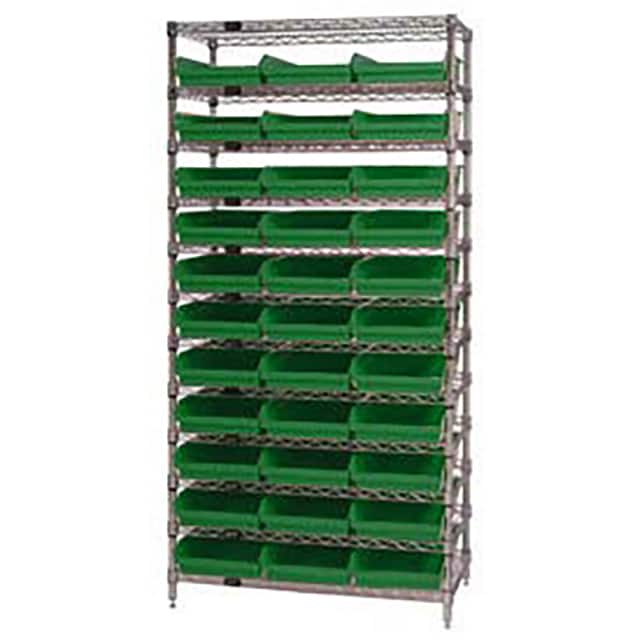 268975GN WIRE SHELVING, W/33 PLASTIC BINS