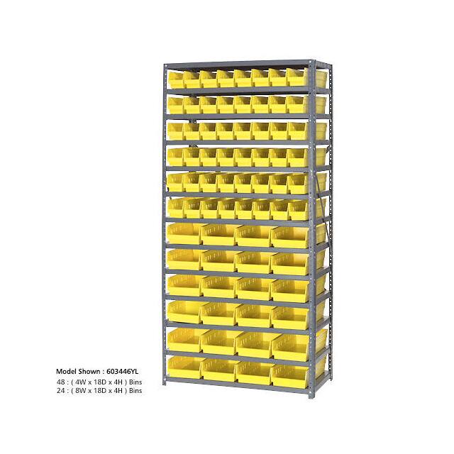 603444YL 13 SHELF STEEL SHELVING W/(48) 4