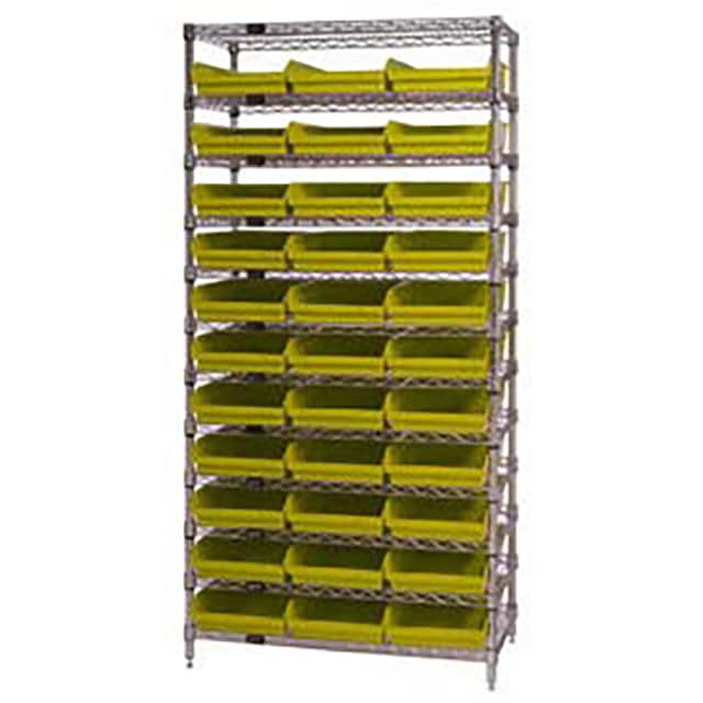 268979YL WIRE SHELVING, W/33 PLASTIC BINS