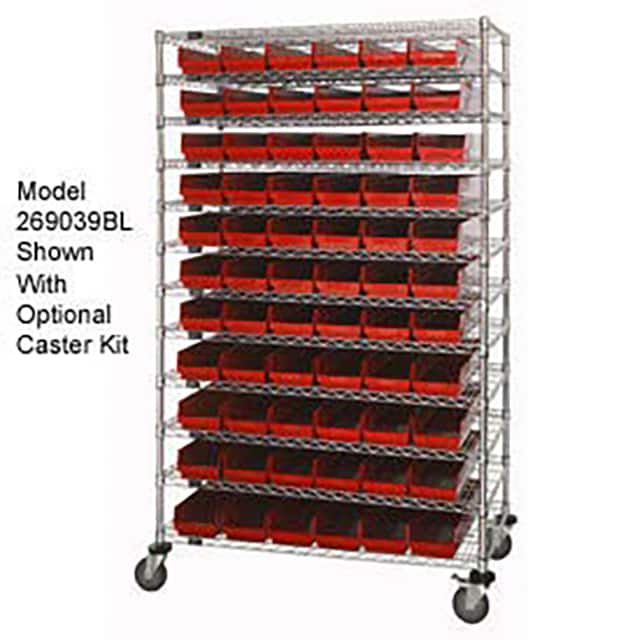 269040RD WIRE SHELVING W/143 PLASTIC BINS