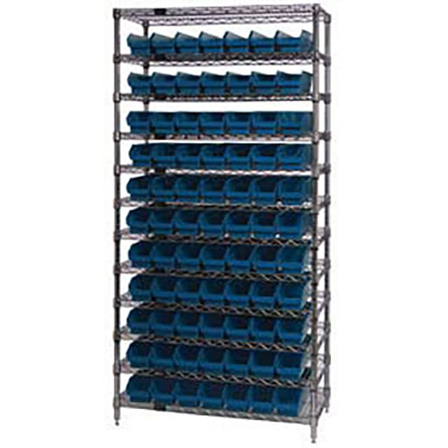 268976BL WIRE SHELVING, W/77 PLASTIC BINS