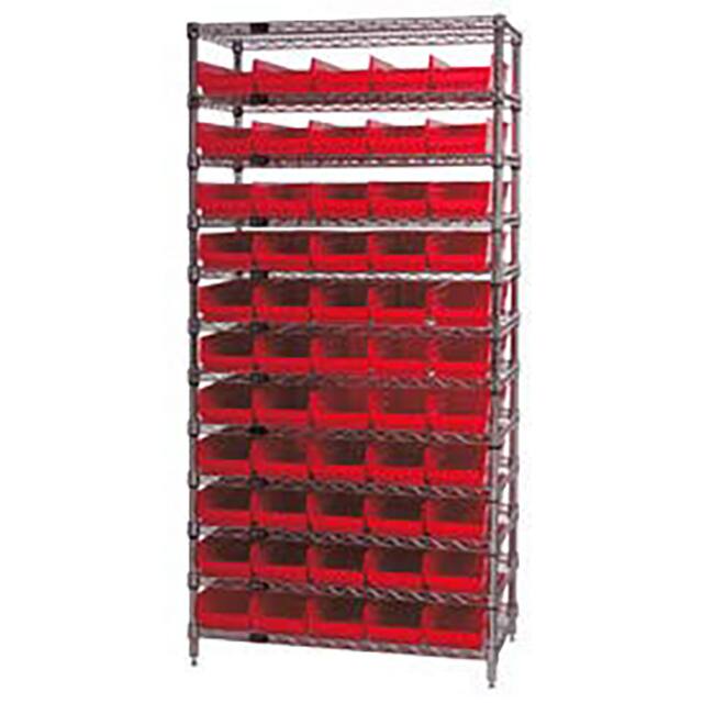 268977RD WIRE SHELVING, W/55 PLASTIC BINS