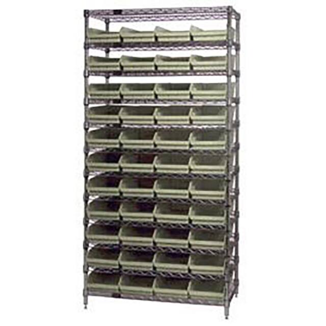 268978BG WIRE SHELVING, W/44 PLASTIC BINS
